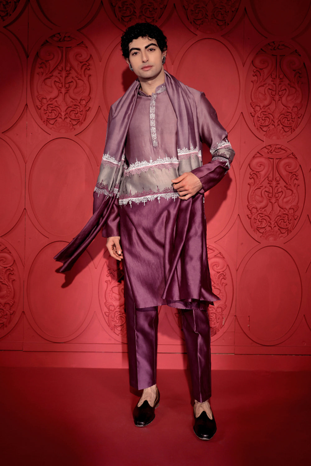 Colorblocking Signature Embroidered Kurta Set
