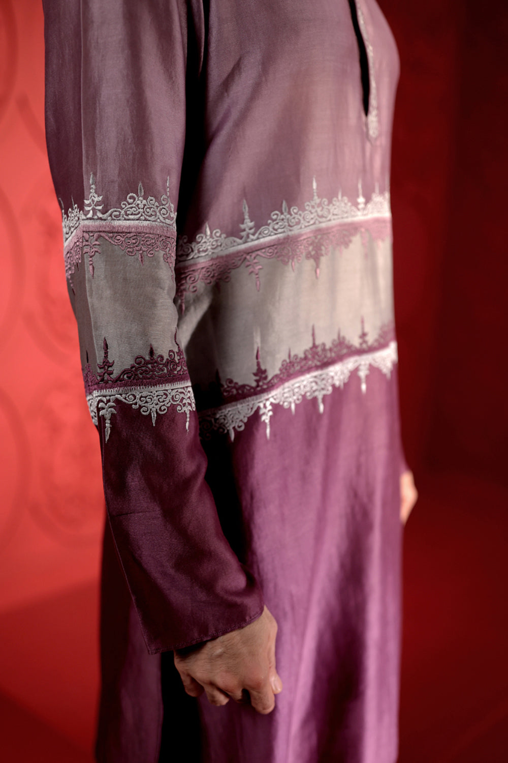 Colorblocking Signature Embroidered Kurta Set