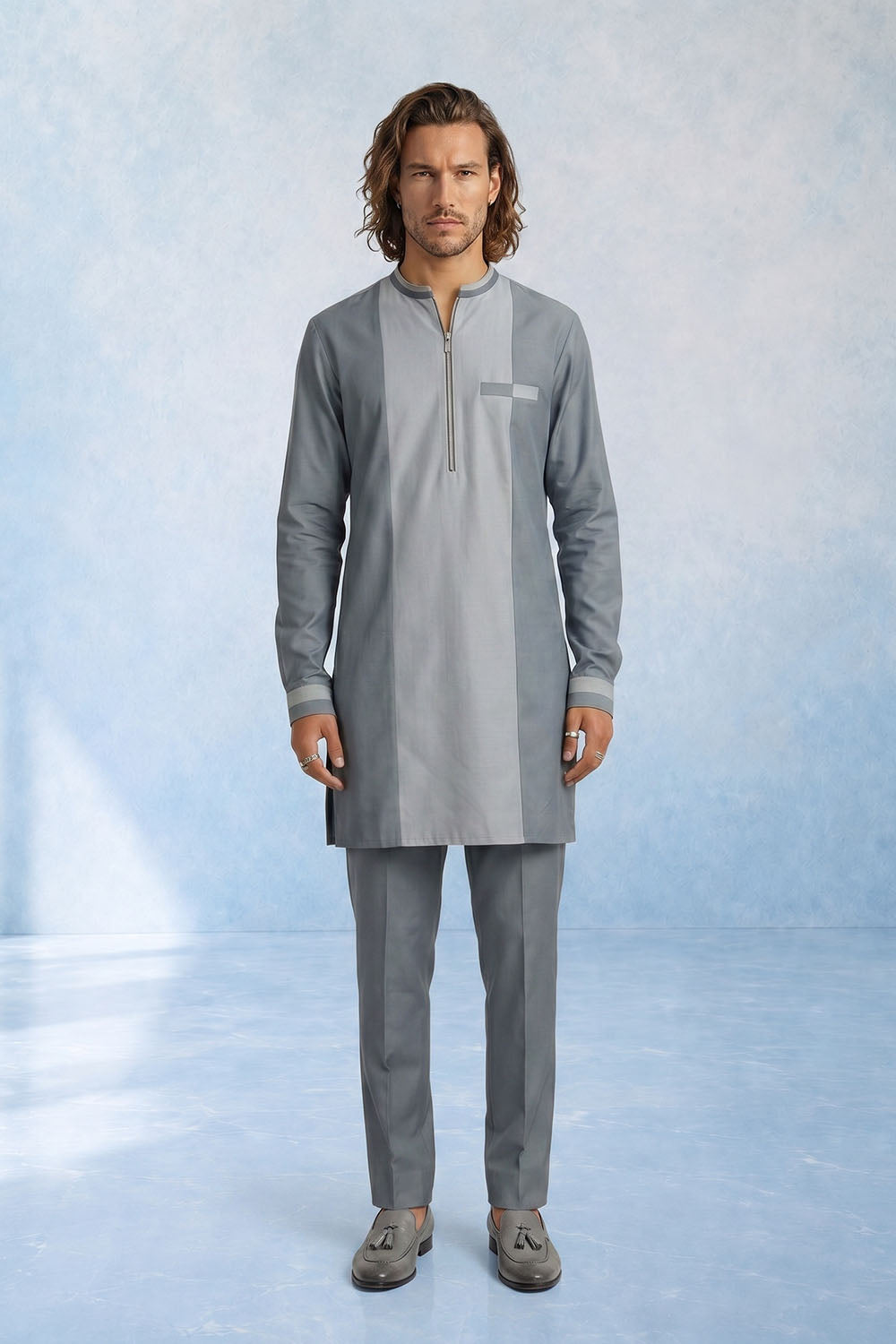 Colour Blocked Kurta Set - Auron