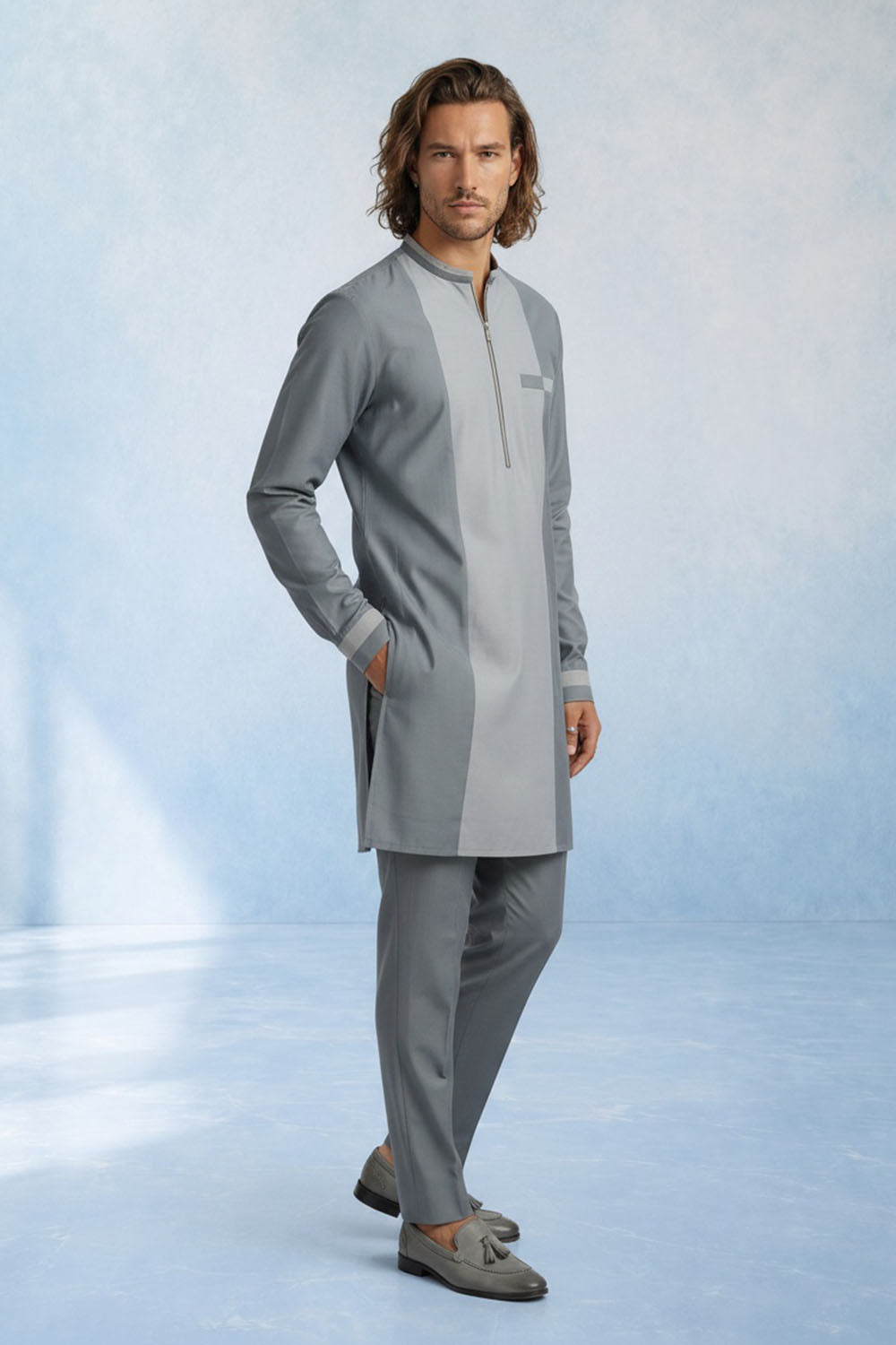 Colour Blocked Kurta Set - Auron