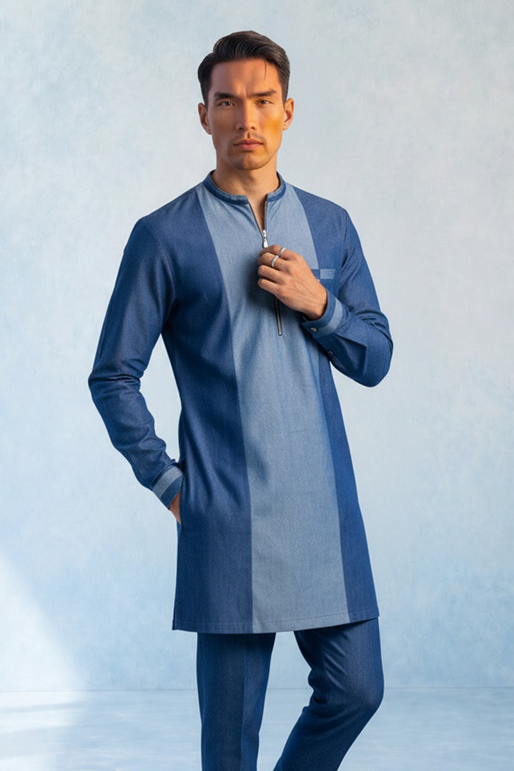 Colour Blocked Kurta Set - Joshua