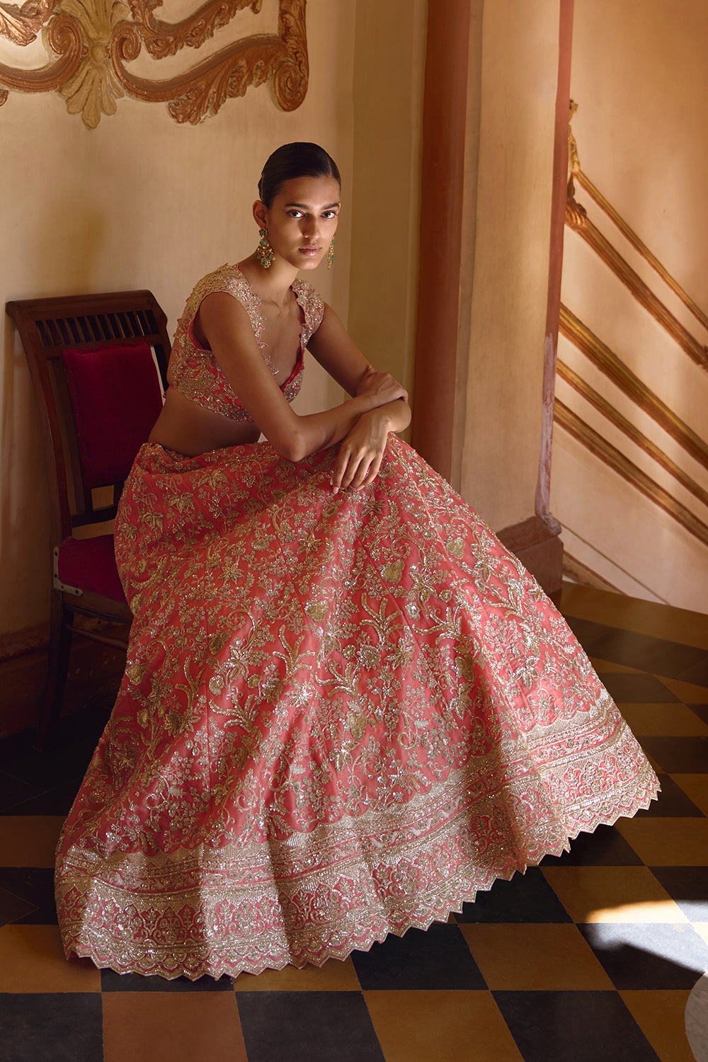 Coral Advika Lehenga Set