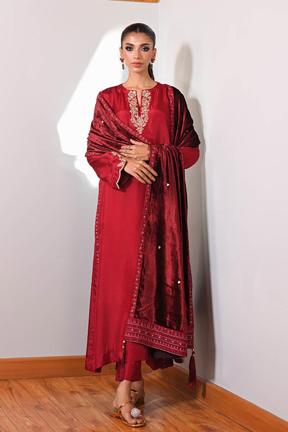 Crimson Muse  Velvet Suit Set