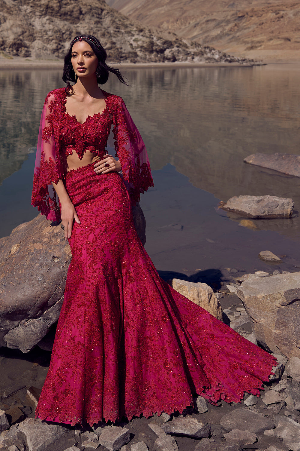 Cutdana Work Trail Lehenga Set