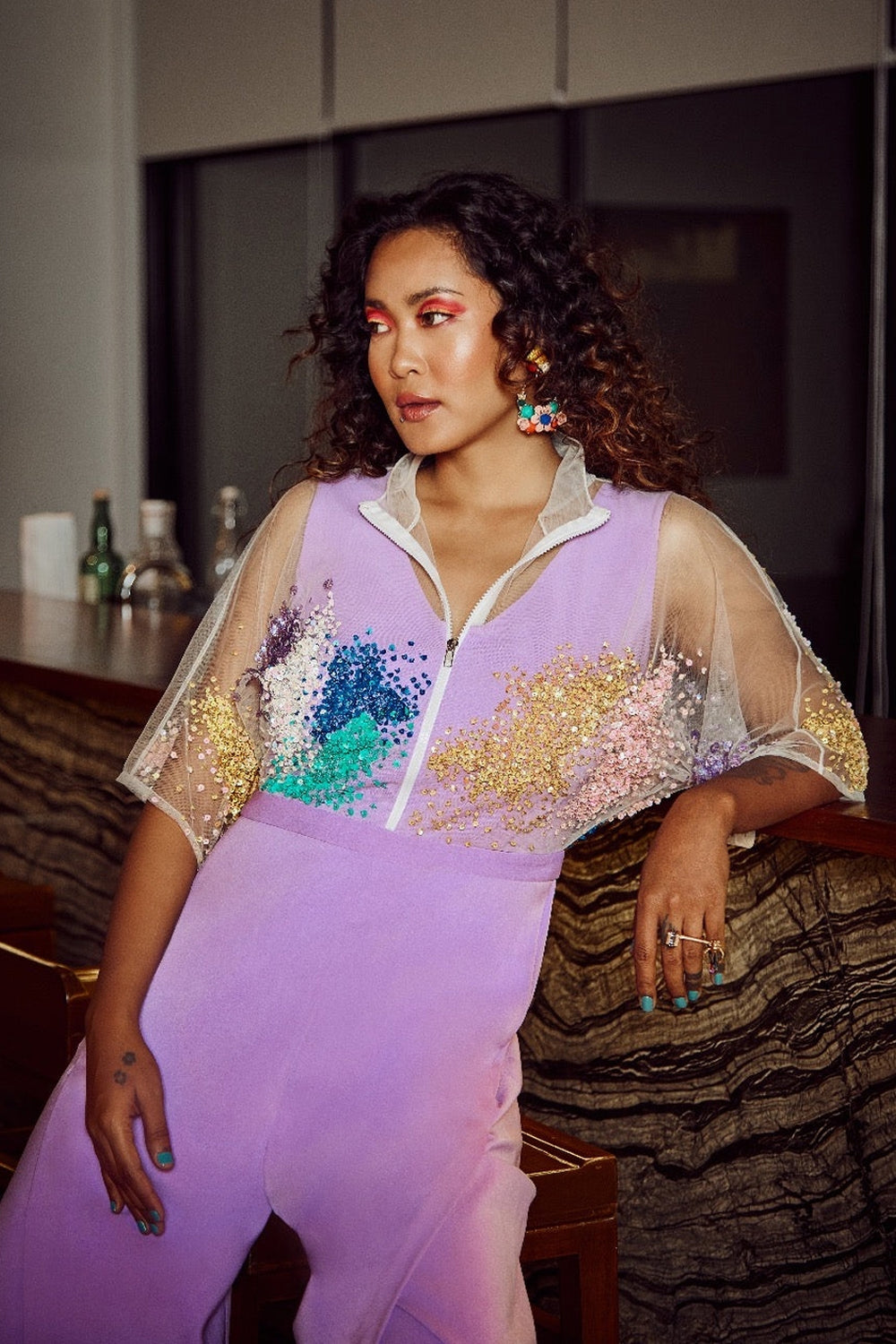 Lavender  Overlap Jumpsuit