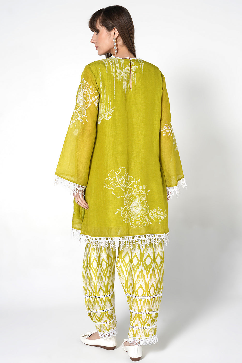 Daily Drama Mehndi Green Linen Designer Co-Ord Set