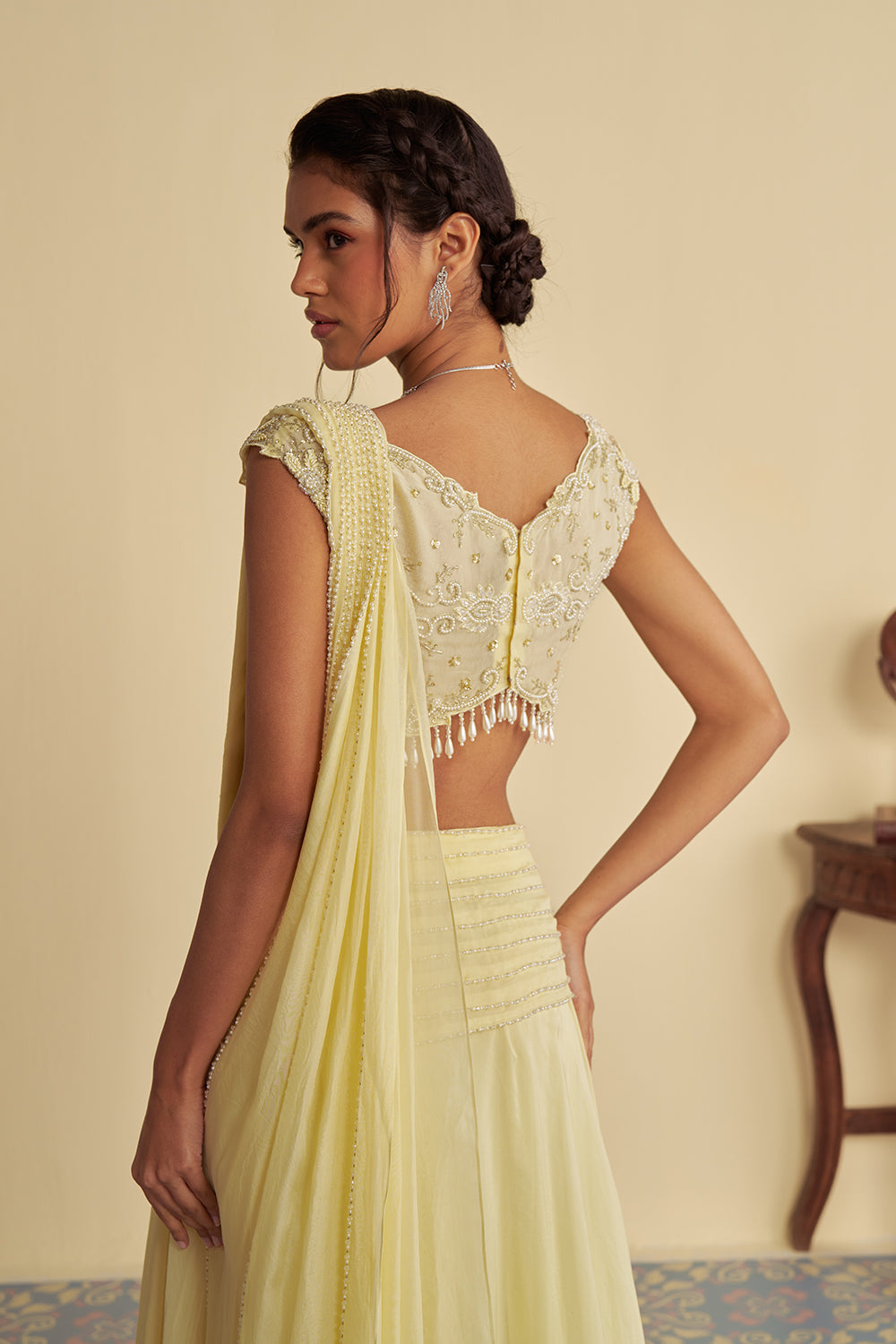 Dandelion mist drape saree set