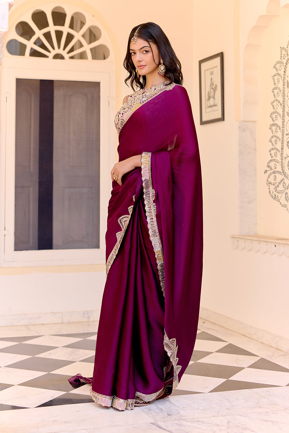 Dark Plum Saree Set