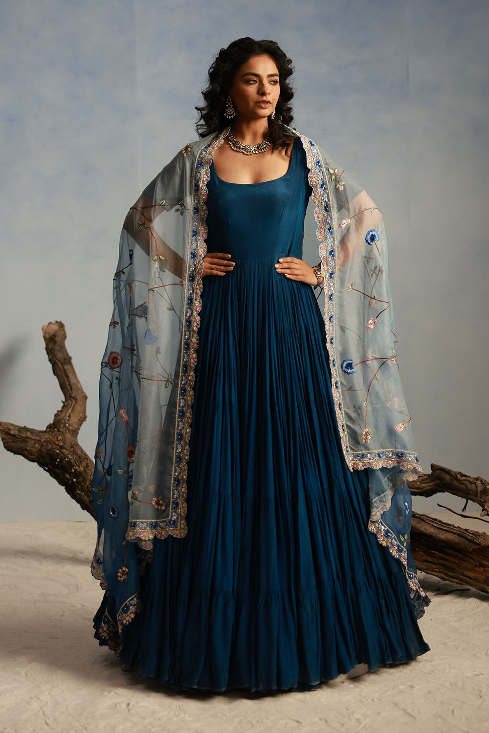 Deep Teal Extra Flared Anarkali Set