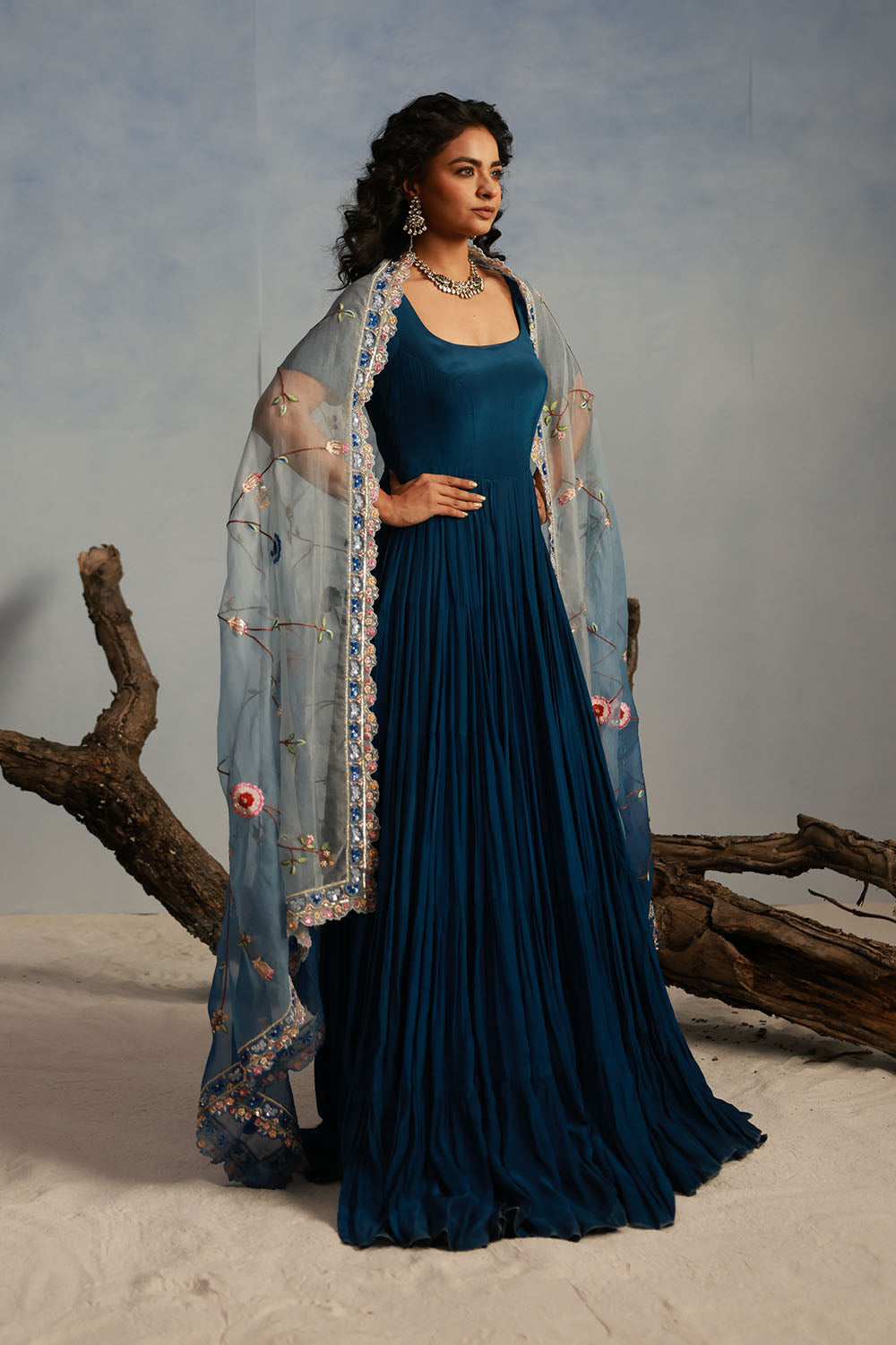 Deep Teal Extra Flared Anarkali Set
