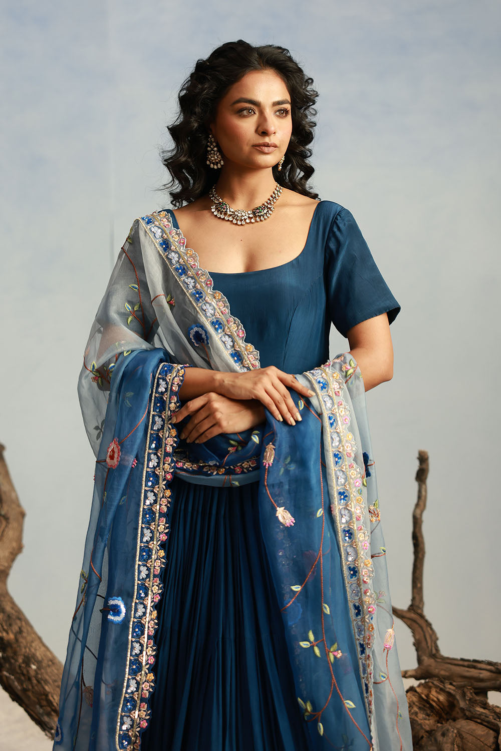 Deep Teal Extra Flared Anarkali Set
