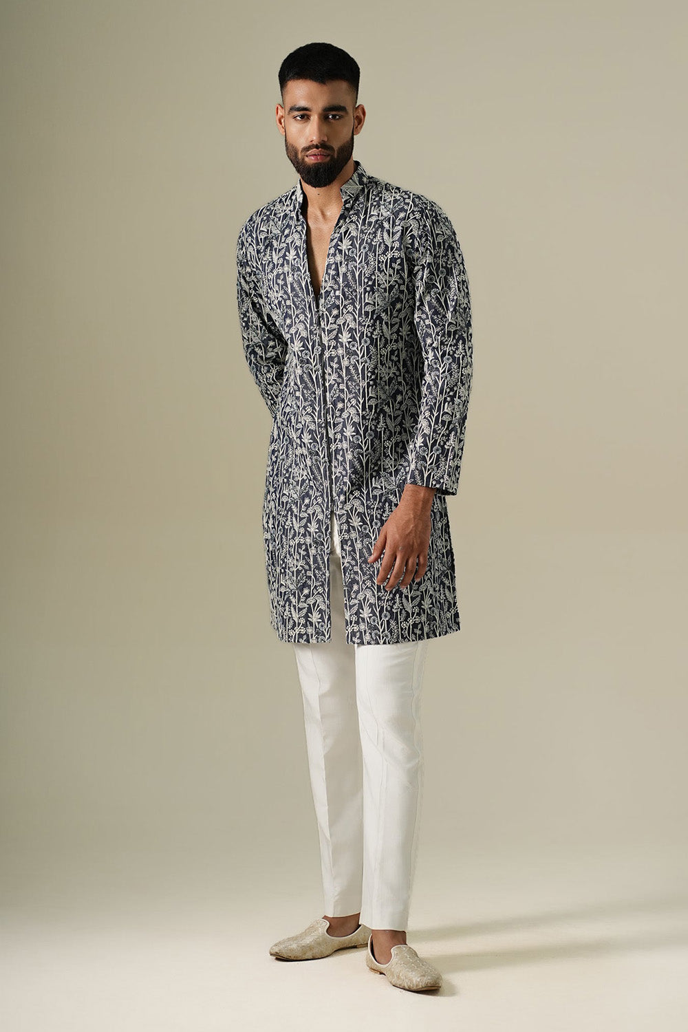 Denim Flora Kurta Set