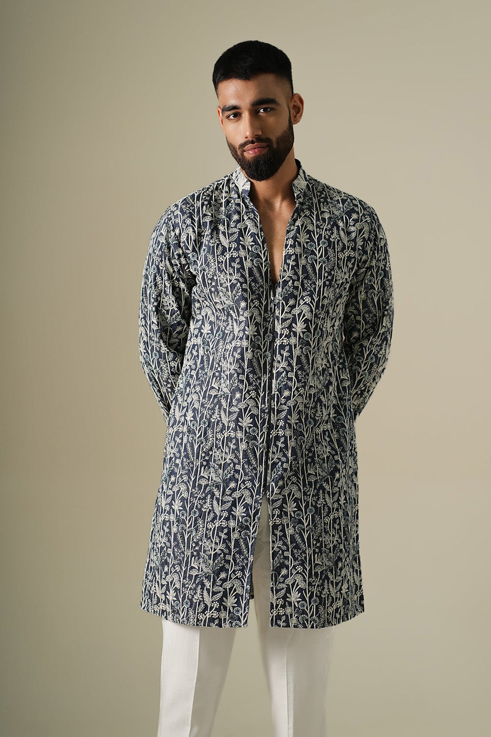 Denim Flora Kurta Set