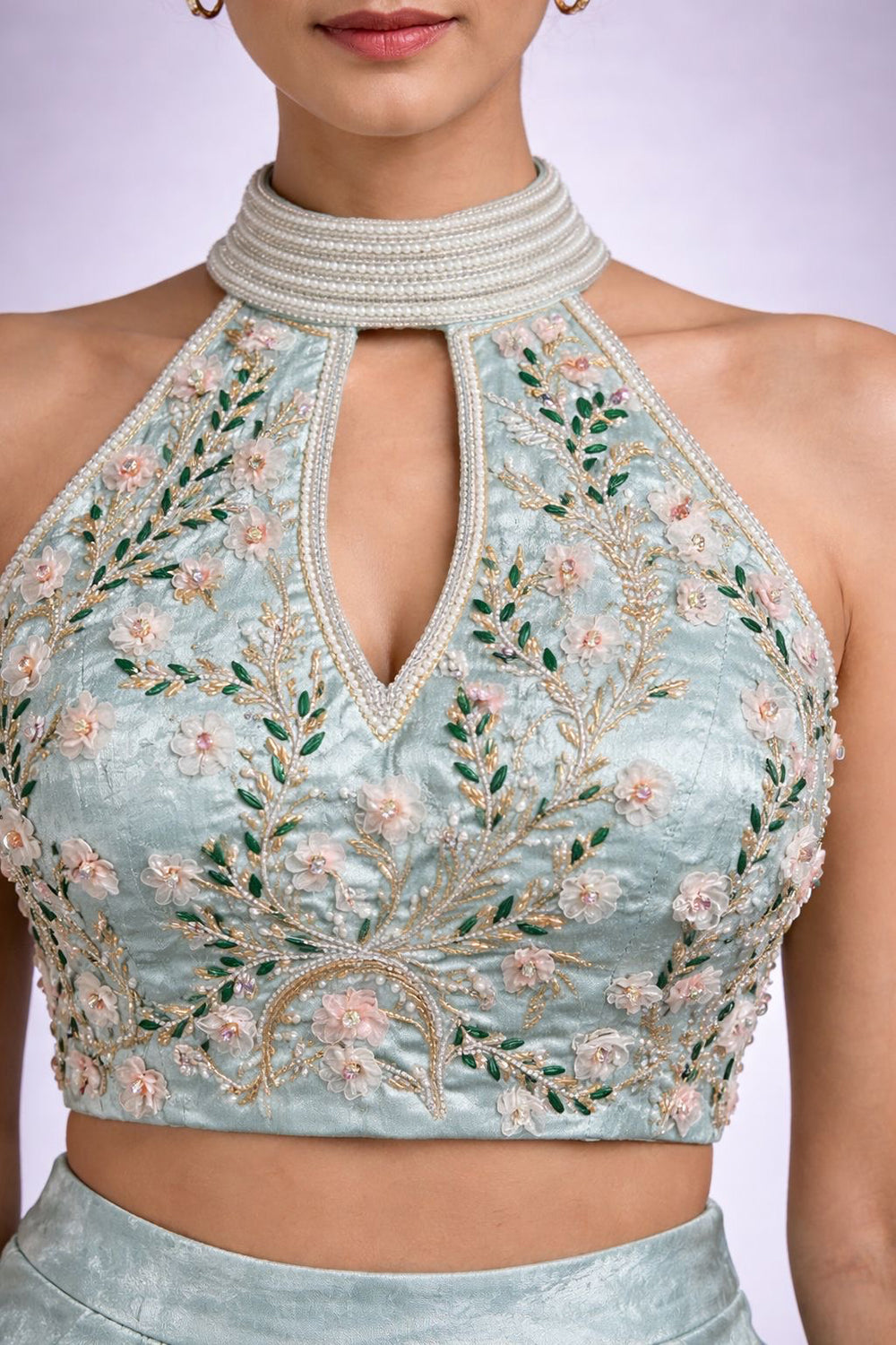 Drape Skirt with embroidered blouse