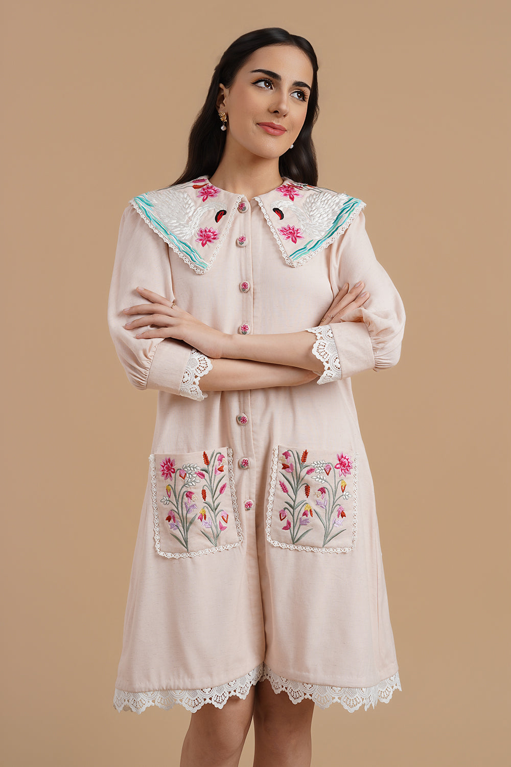 Dress Embroidered With Thread  Scenery Embroidery