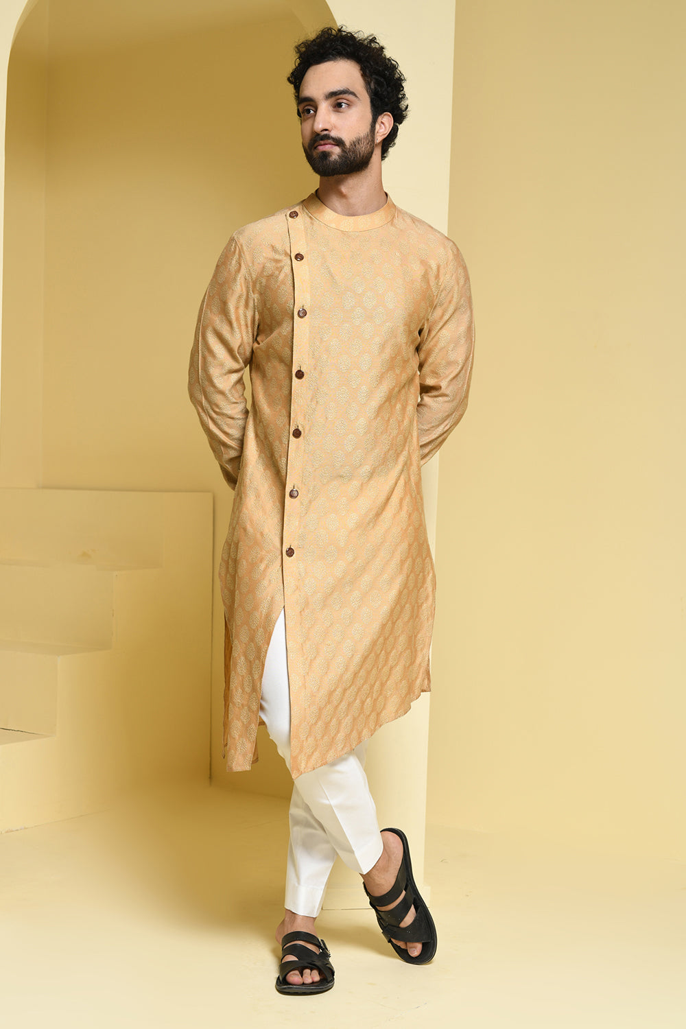 Earthy colour asymmetrical kurta pants