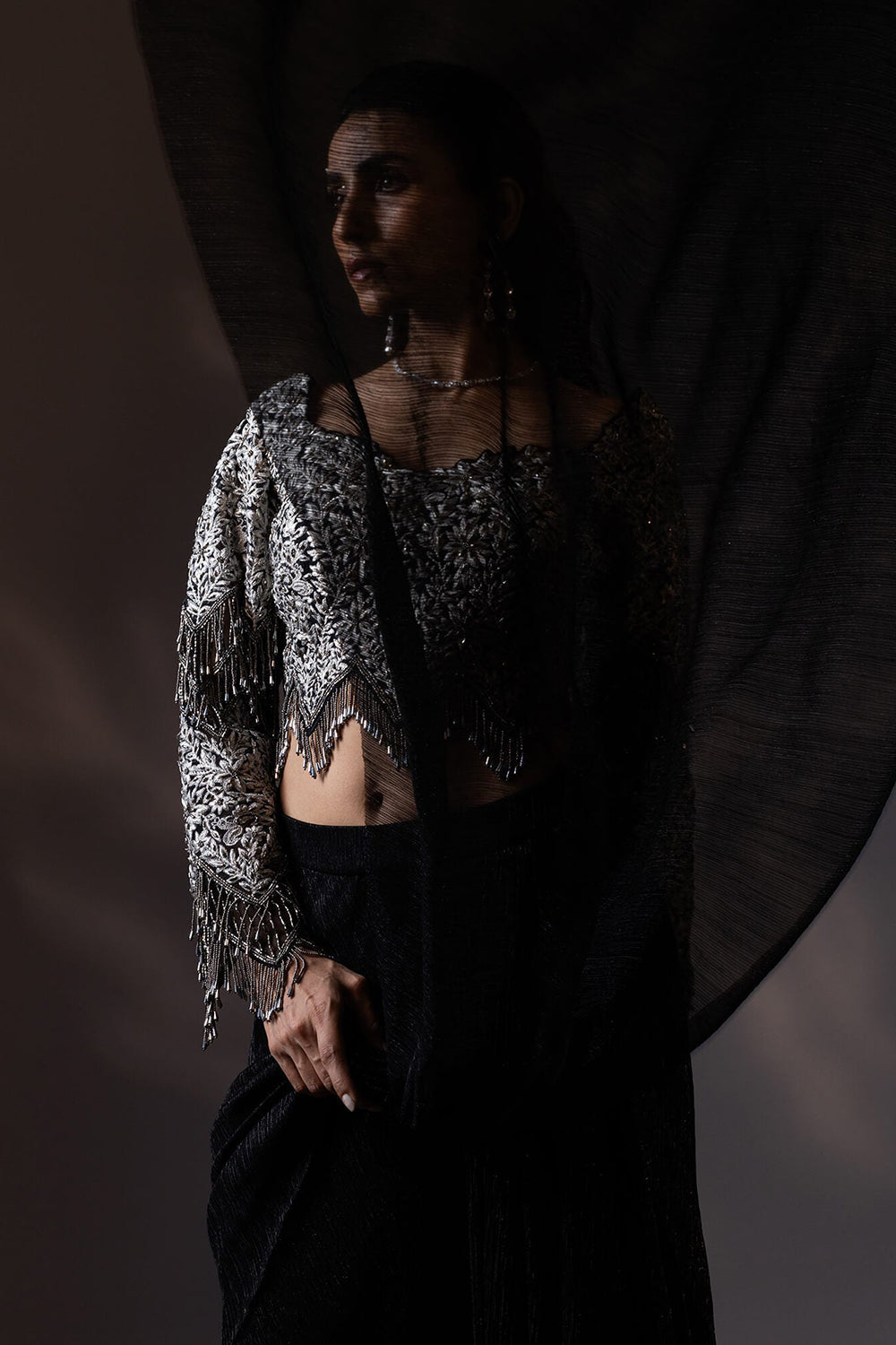 Embroidered Blouse with Draped Saree