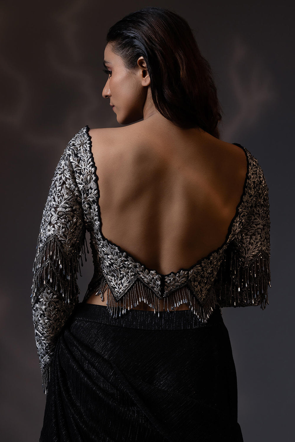 Embroidered Blouse with Draped Saree