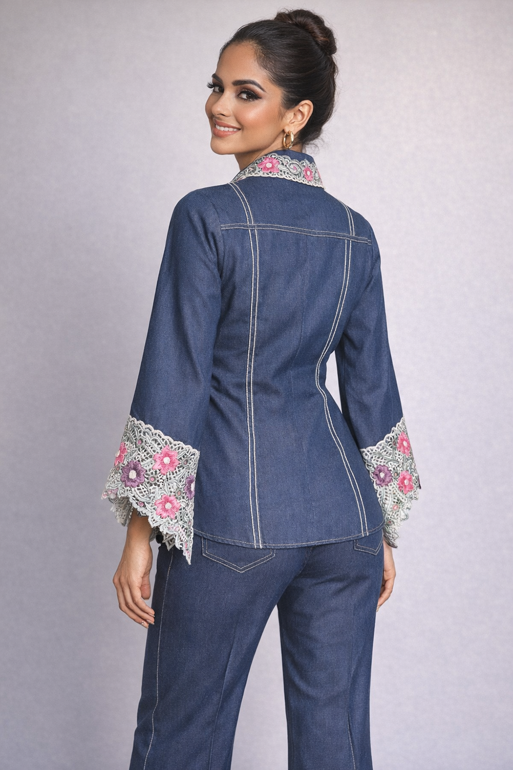 Embroidered Denim Co-Ord Set