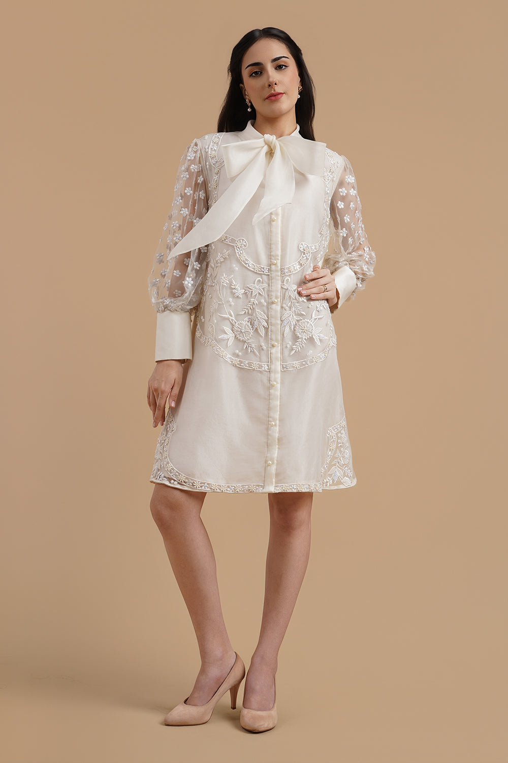 Embroidered Dress In Organza