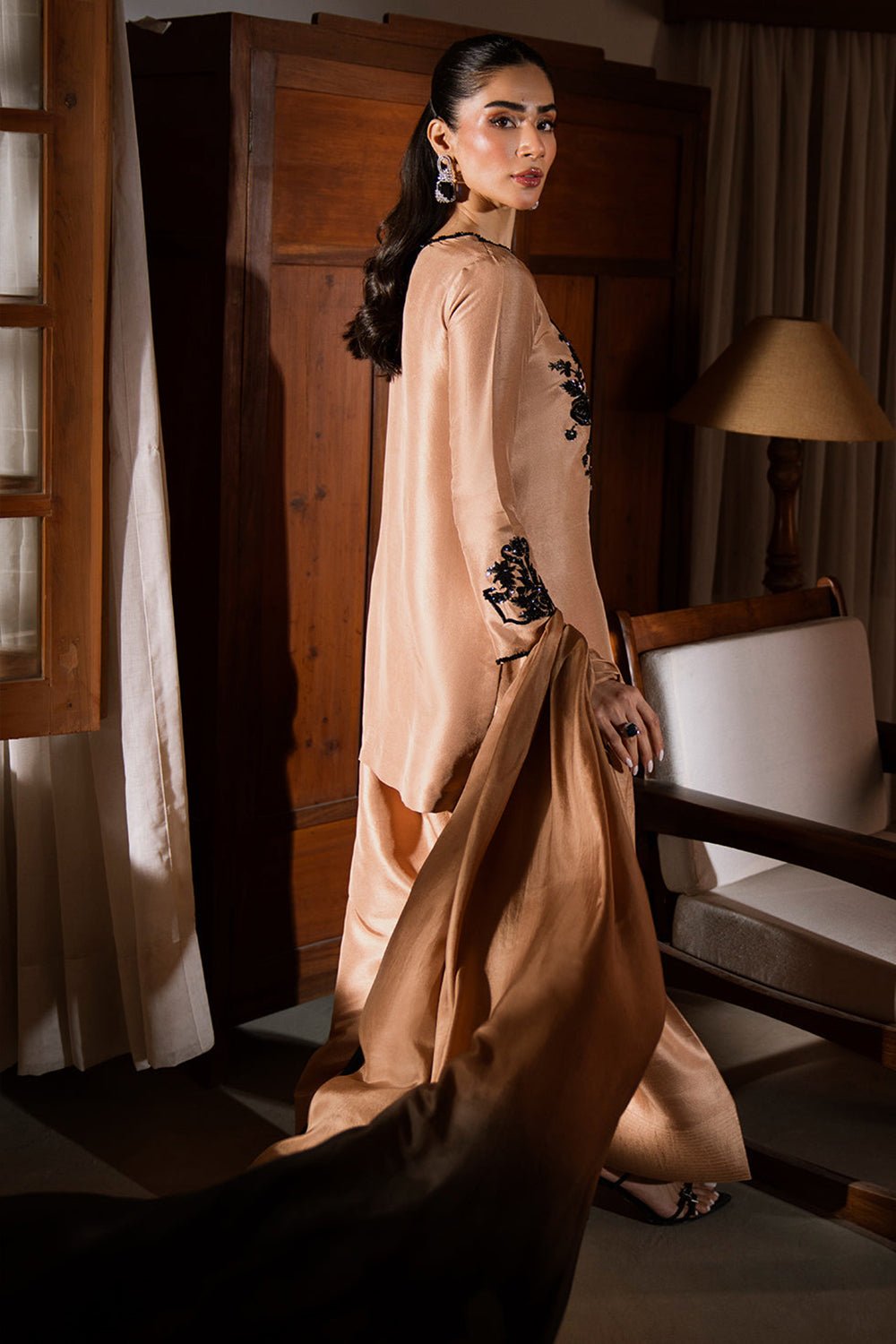 Embroidered Gajji Silk Farshi Suit Set