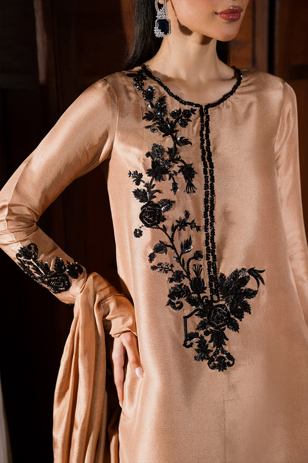 Embroidered Gajji Silk Farshi Suit Set