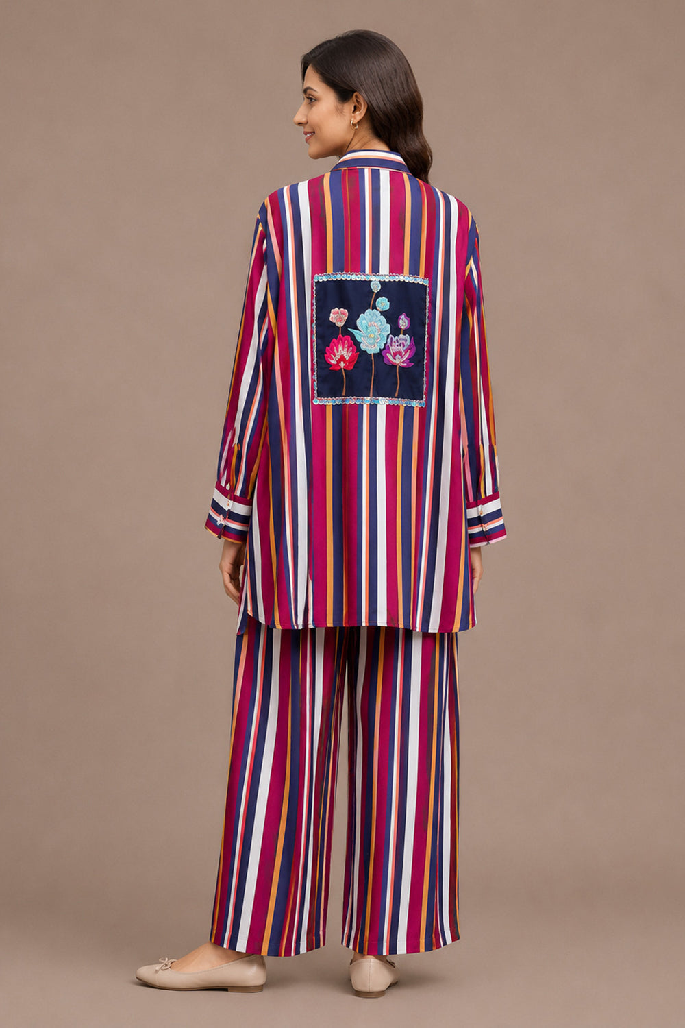 Embroidered Shirt & Palazzo Pants