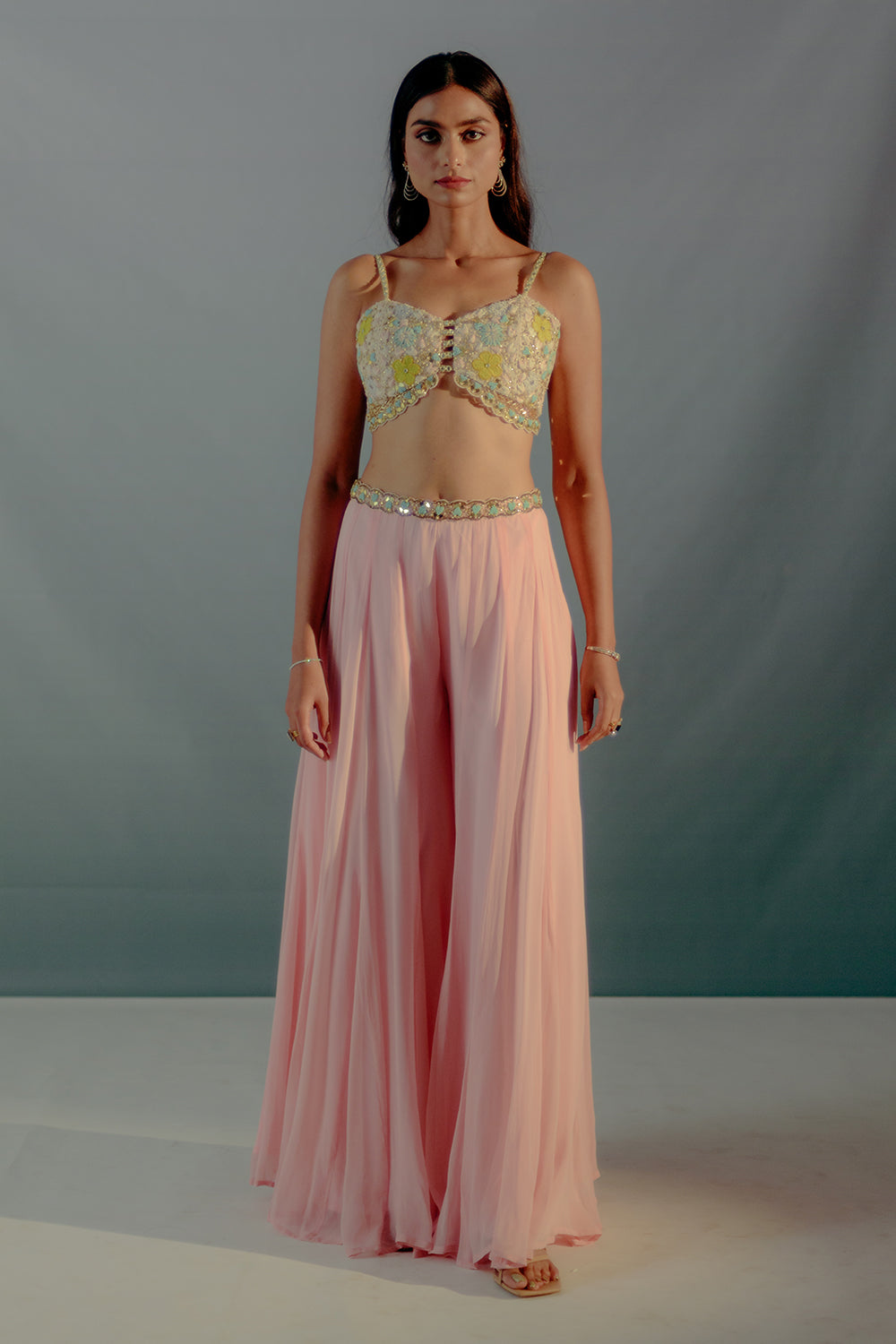 Flamingo Pink  Crop Top & Pallazos Set