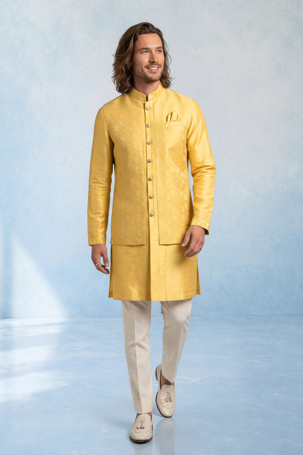 Floral Damask Layered Kurta Set - Aelio