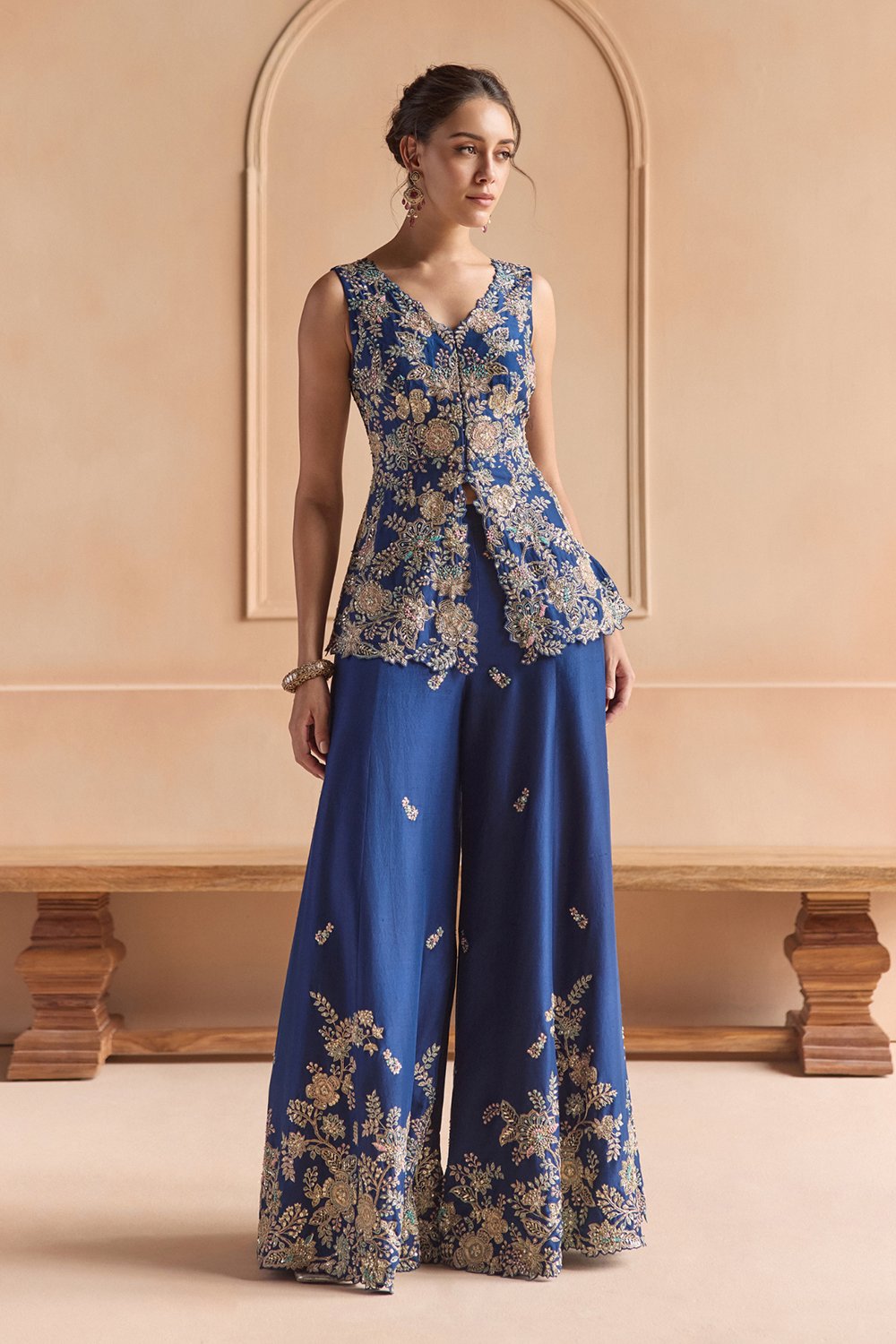 French Navy Peplum Jacket Set