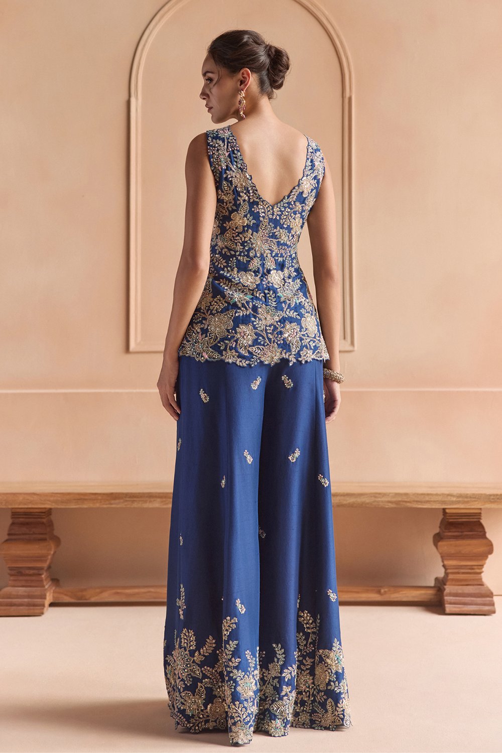 French Navy Peplum Jacket Set