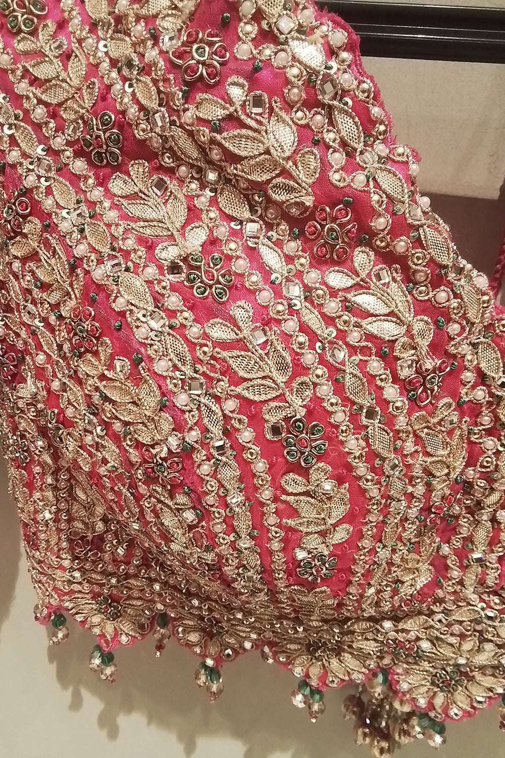 Fuchsia Sea Green Organza Saree