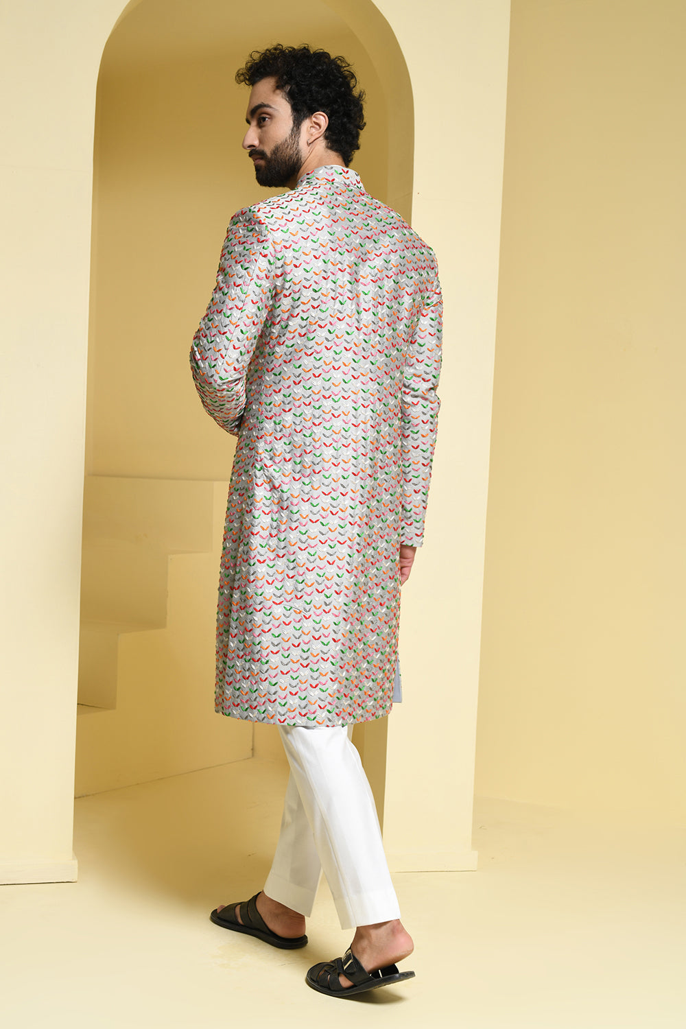 Fully hand embroidered thread work sherwani