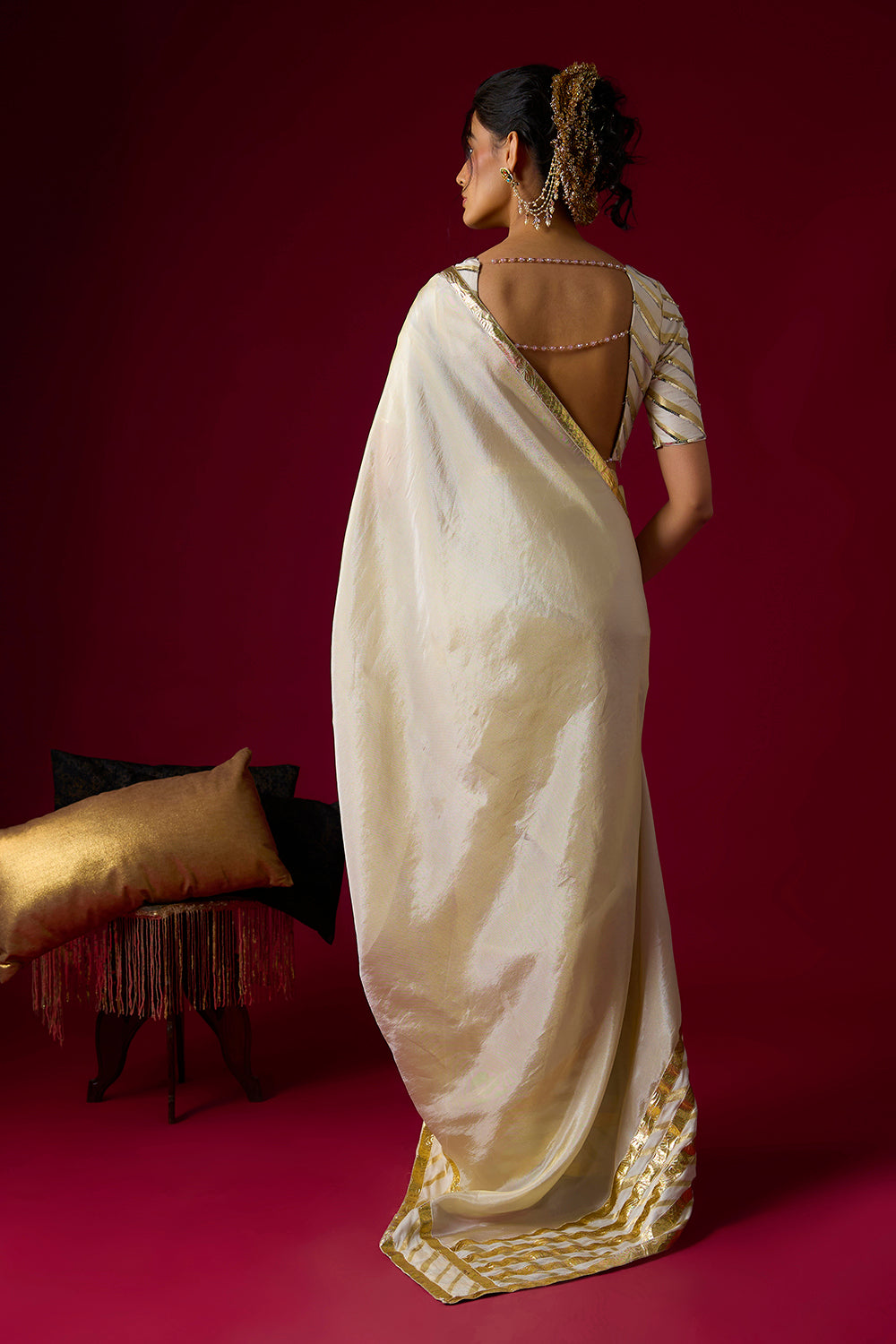 Gold Tissue Saree Set