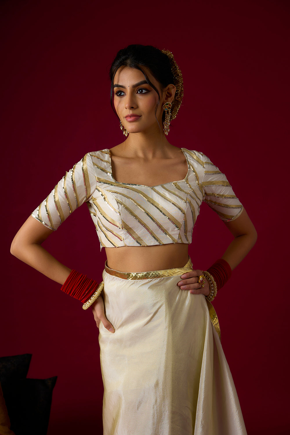 Gold Tissue Saree Set