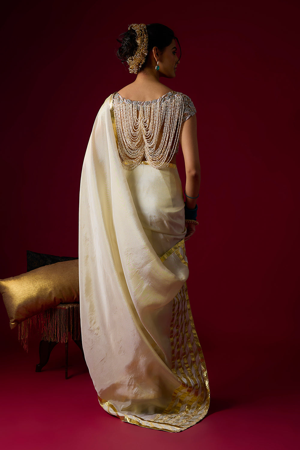 Gold Tissue Saree Set