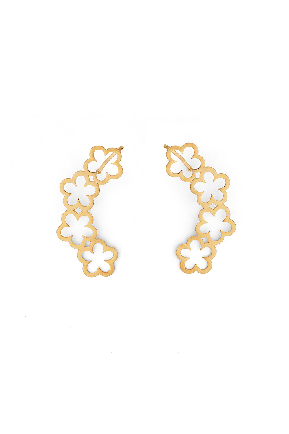 Golden Flower Drop Ear Cuff