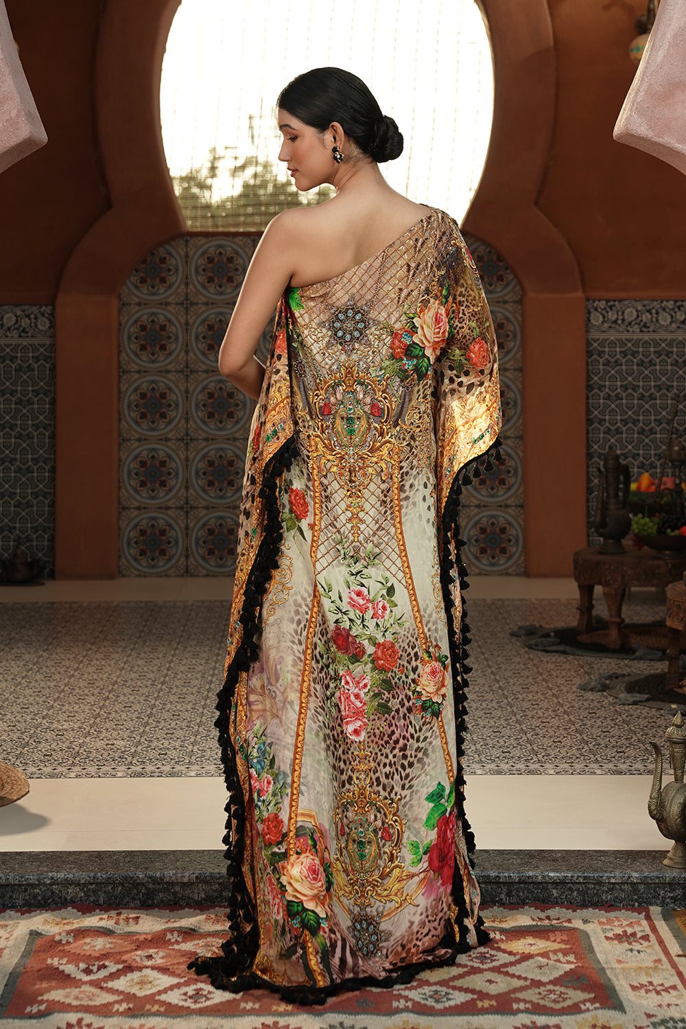 Golden Luxe Printed Kaftan Gown