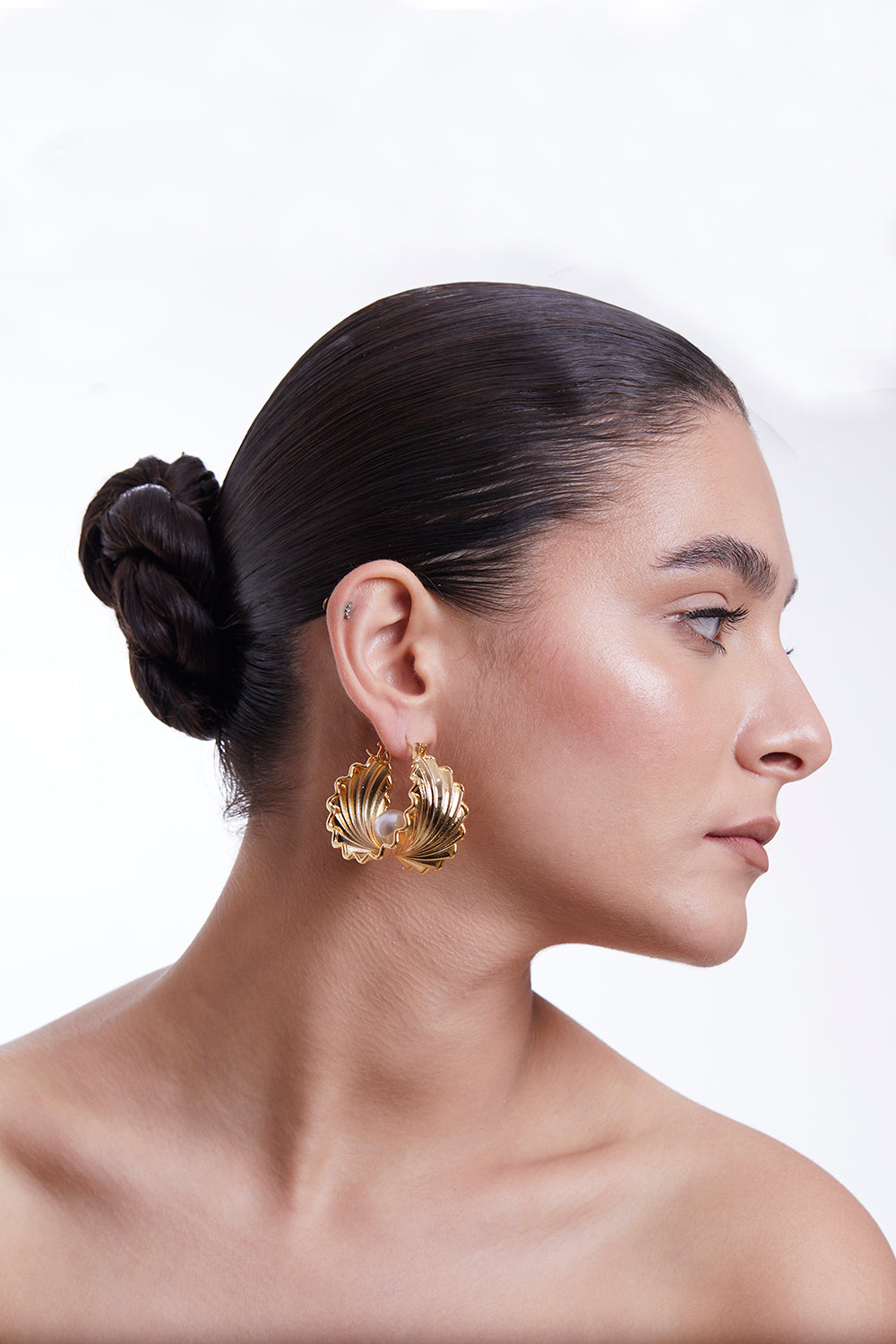 Golden Oyster Hoops