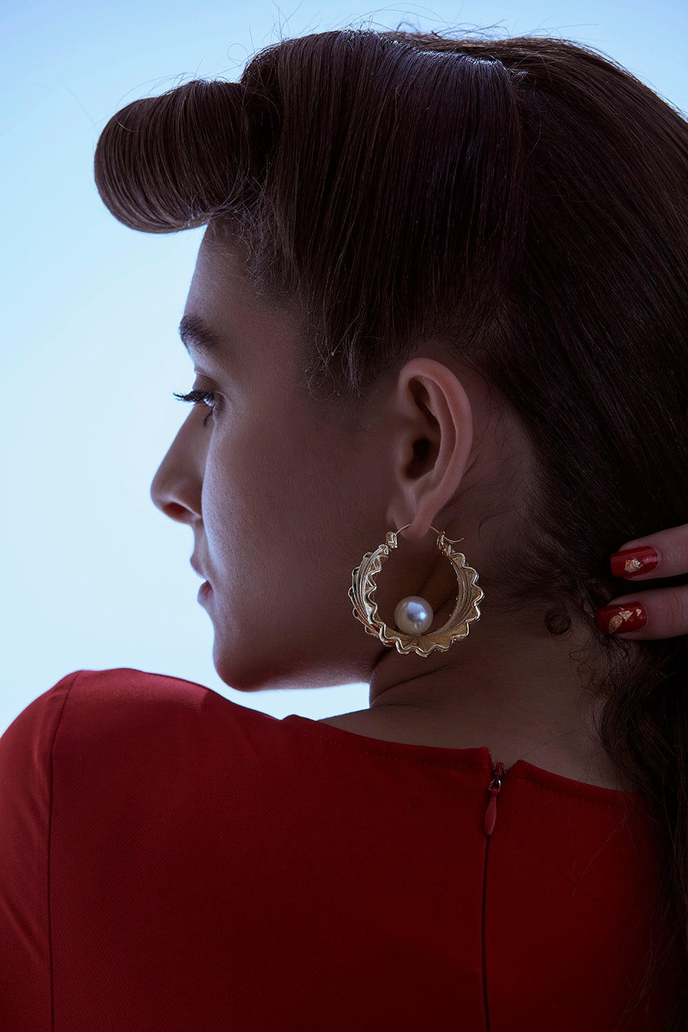 Golden Oyster Hoops