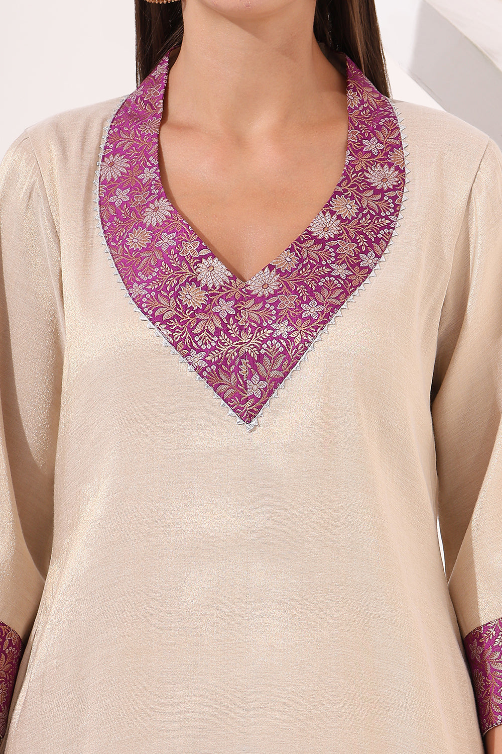 Golden Tissue Straight Kurta Set
