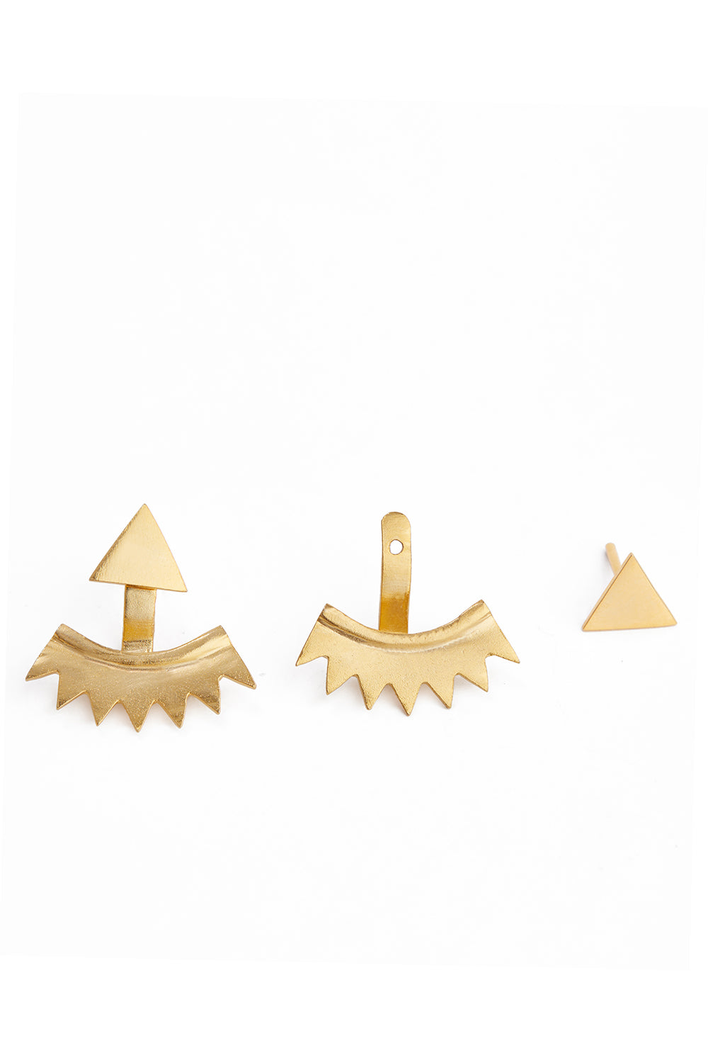 Golden Triangular Jacket Earrings