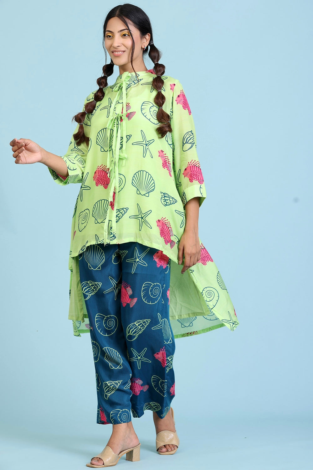Green and Blue Pant Set