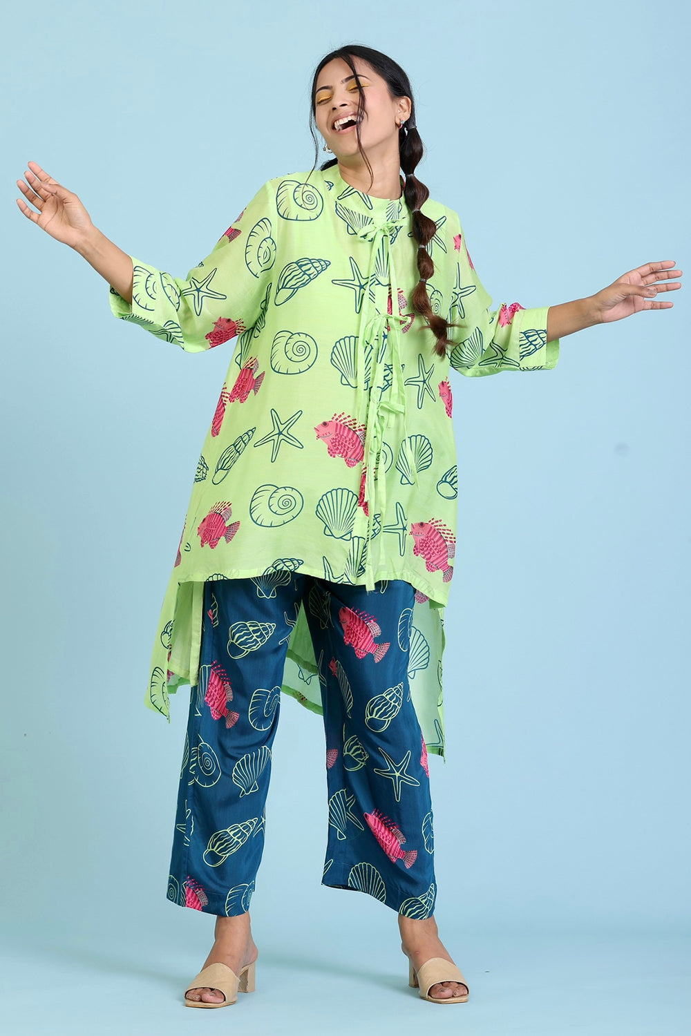 Green and Blue Pant Set
