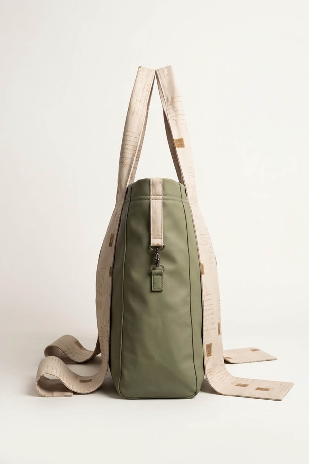 Green Leatherette Tote with Postcards Print