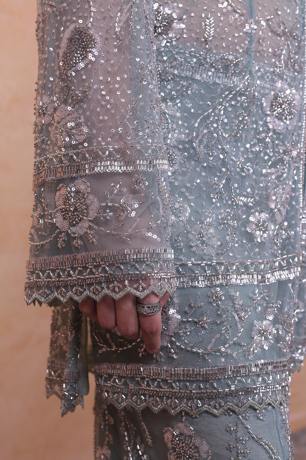 Green Pant with Embellished Full Sleeve Top