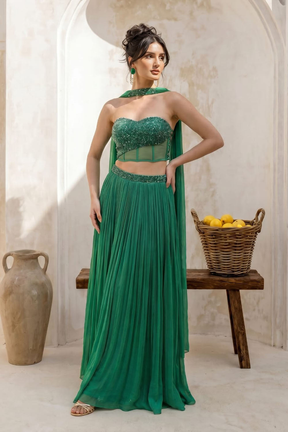 Green Strapless Corset