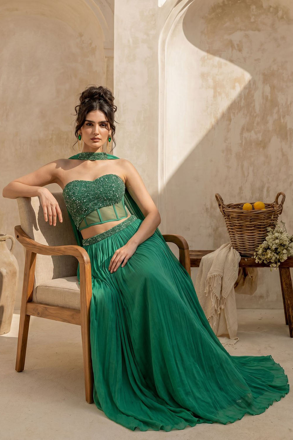 Green Strapless Corset