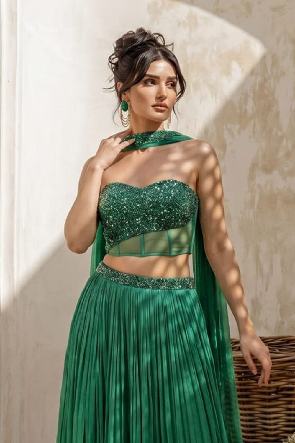 Green Strapless Corset
