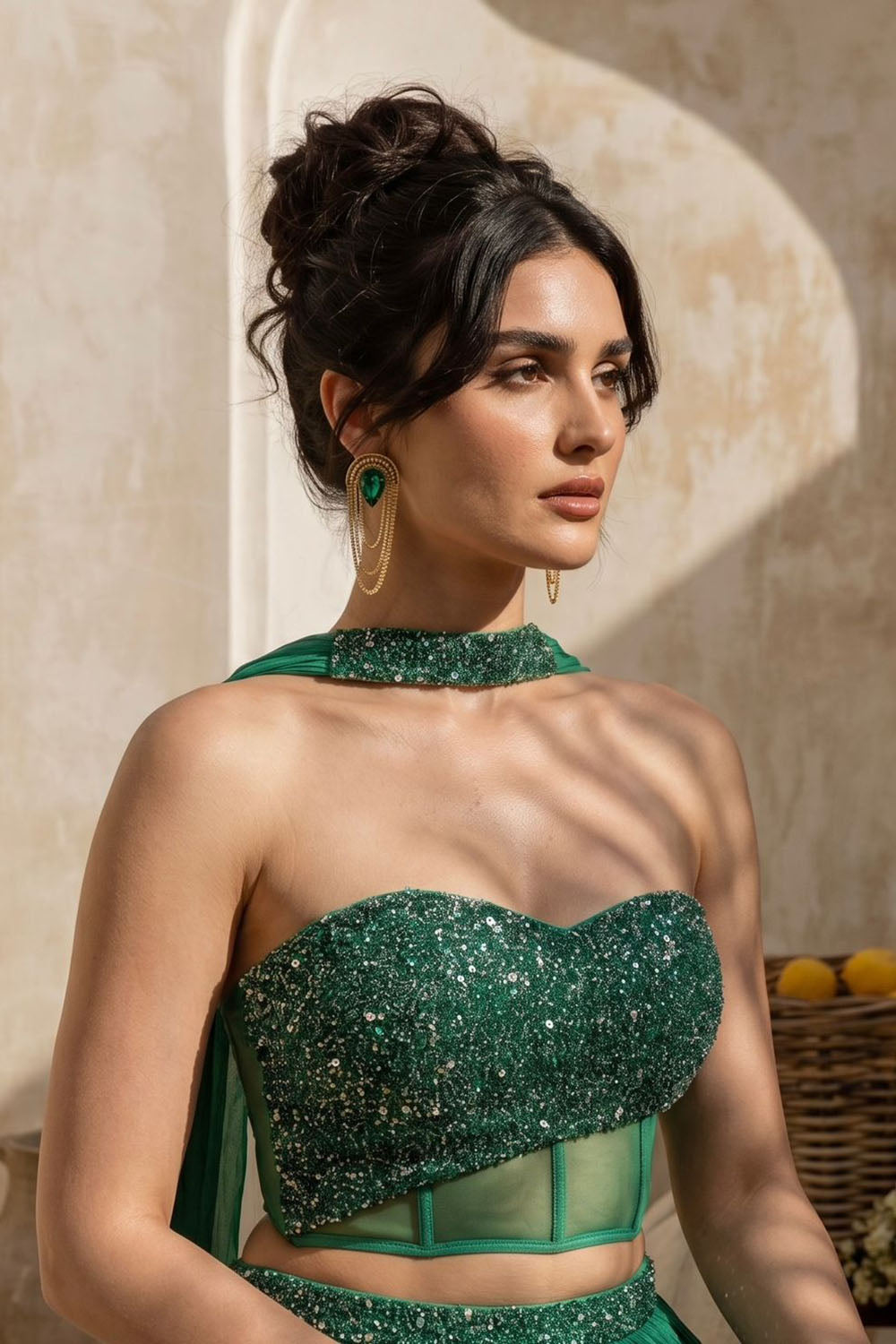 Green Strapless Corset